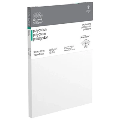 Obrázek Winsor &amp; Newton Profesionální klínový rám 6206015 z bavlněné směsové tkaniny, 385 g/m², 3krát základní nátěr, střední zrnitost, ideální pro olejové barvy a akrylové 30 x 40 cm