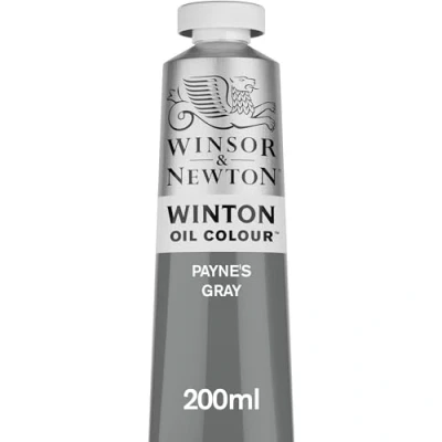 Obrázek Winsor &amp; Newton 1437465 Winton, jemná kvalitní olejová barva 200ml tuba s rovnoměrnou konzistencí, odolná vůči světlu, vysoká krycí schopnost, bohatá na barevné pigmenty Payne`s šedá