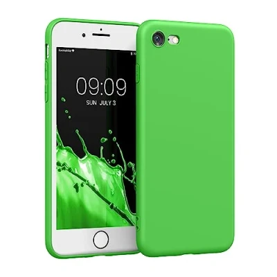 Obrázek kwmobile pouzdro na mobil kompatibilní s Apple iPhone SE (2022) / (2020) 8 7 obal z měkkého silikonu v limetkové zelené
