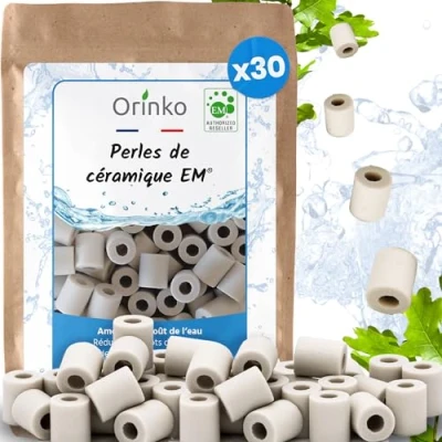 Obrázek Orinko 30 Keramikperlen EM® Verbessern die Wasserqualität Reduzieren Kalkablagerungen Geeignet für Waschmaschine und 2 Dekanter, Flaschen, Kürbisse, Kaffeemaschine, Wasserkocher