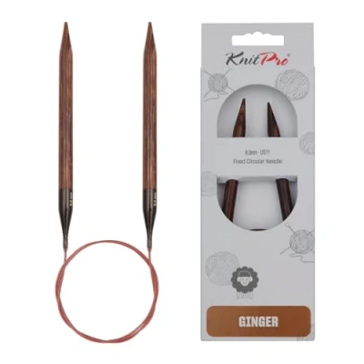 Obrázek KnitPro 31096 Ginger kruhová pletací jehla, dřevo, přírodní/hnědá, 8 mm, 80 cm