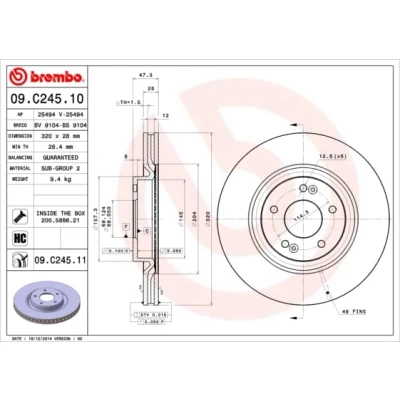 Obrázek Brembo 09.C245.11 Bremsscheiben Rotoren