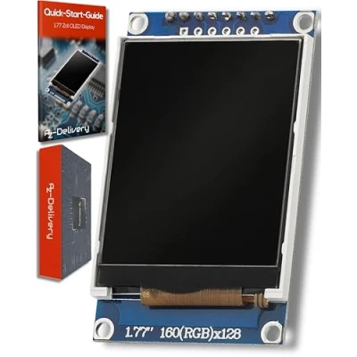 Obrázek AZDelivery 1,77&quot; SPI TFT displej 128 x 160 pixelů ST7735 2,7 V 3,3 kompatibilní s Arduino a Raspberry Pi včetně e knihy!