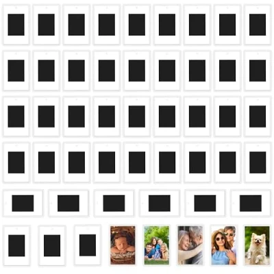 Obrázek Kurtzy Balení po 50 ks Mini Polaroid fotorámečky magnetické x fotomagnety malé Magnet fotorámeček na fotografie 7 4,5 cm magnety ledničku pro fotografické dárky