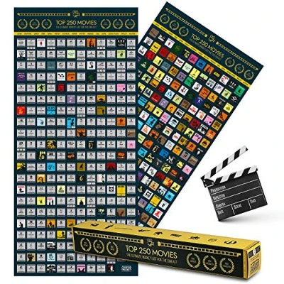 Obrázek GOODS+GADGETS Top 250 Movie Bucket List Scratch Poster XXL stírací filmy poradce seznam filmových plakátů jako filmový plakát dárek a zboží pro fanoušky filmů (100 x 45 cm)