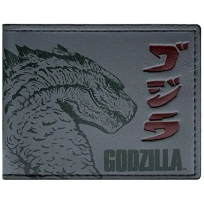 Obrázek Animation Godzilla Kaiju král monster ražená peněženka/peněženka Bi Fold ID a držák na karty, šedá, Šedá,