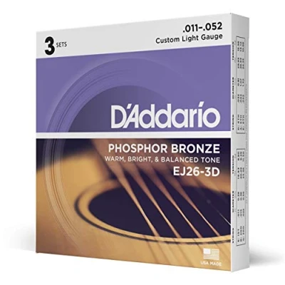 Obrázek D&#039;Addario struny pro westernovou kytaru akustickou EJ26 3D Custom Light, 1152 3 kusy