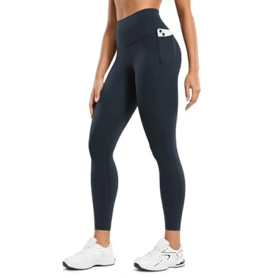Obrázek CRZ YOGA Butterluxe dámské sportovní legíny s vysokým pasem, neprůhledné, měkké kalhoty na jógu, do tělocvičny, cvičení, kapsami 64/71 cm, Pravé námořnictvo