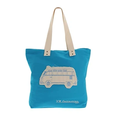 Obrázek BRISA VW Collection Volkswagen opakovaně použitelná plátěná nákupní taška plážová s motivy autobusu T1 Bulli (silueta/modrá)