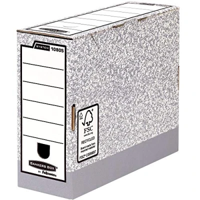 Obrázek Fellowes R Kive System odkládací box archivní krabice A4, 10 kusů 105 mm, bílá/šedá