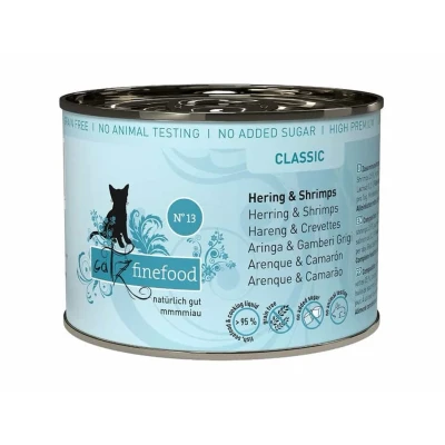 Obrázek Konzerva CATZ FINEFOOD se sleděm a krevetami 200g
