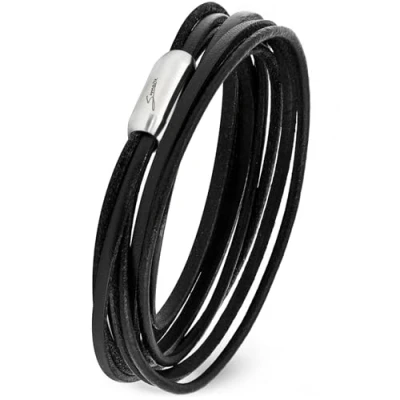 Obrázek Simaru Kožený náramek s magnetickým uzávěrem z ušlechtilé oceli, unisex ovinovací Made in Germany, pro dámy a pány, příjemný na kůži &amp; dlouhou životností, Kůže, Bez kamene.