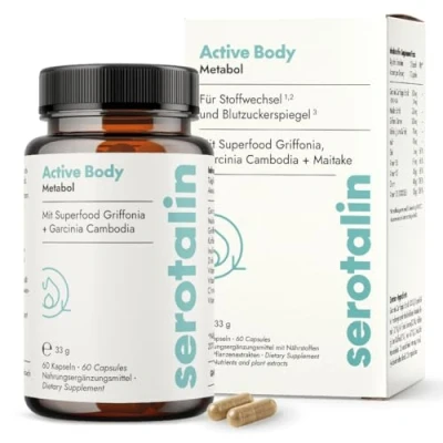 Obrázek serotalin® ACTIVE BURN ZÁSADY LÁTKY All in One metabolická kúra s chromem, zinkem, kofeinem, vitaminem B6+D3+K2, Garcinia Cambogia &amp; Griffonia I 60 kapslí