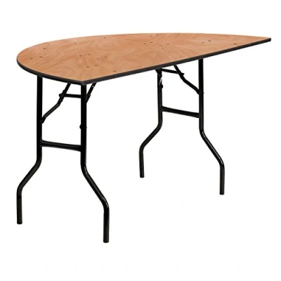 Obrázek Flash Furniture Furman 1,52 m Halbrunder Allanlass Holz Klapptisch, zusammenklappbar, tragbar, halbrund, Banketttisch mit Holzplatte, Natur/Schwarz