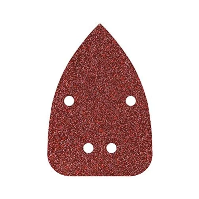 Obrázek wolfcraft 10 lepicích brusných listů na dřevo a kov 96 x 136 mm I 1763000 zrnitost 120 pro multifunkční brusku, trojúhelníkové brusky, děrované odsávání prachu