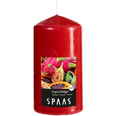Obrázek Spaas Bougie cylindre 80/150 parfumée délice Duft Stumpenkerze mm, ± 65 Stunden Tropical Delight, Hellrot, D 80 mm x H, 550