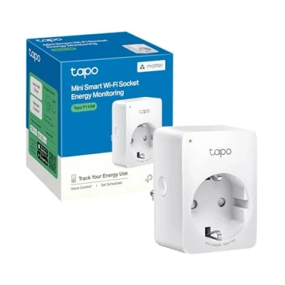 Obrázek Tapo P110M Matná Wi Fi zásuvka se zobrazením spotřeby, Matter smart Home, funguje s Alexa, Google SmartThings, aplikace, hlasové ovládání, dálkový přístup