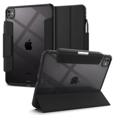 Obrázek Spigen Ultra Hybrid Pro Hülle für iPad 11 Zoll 5.Generation M4 (2024) Case mit Stifthalter Auto Schlaf/Wach Funktion Schutzhülle transparenter Rückseitenschale veganes Veloleder Schwarz