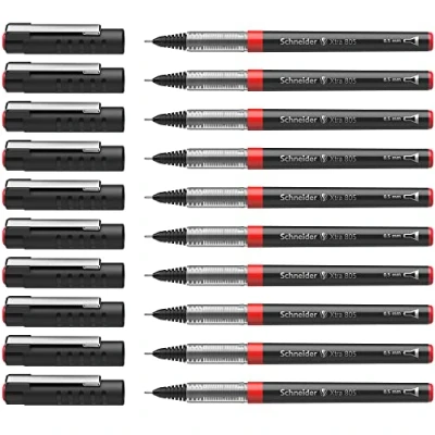 Obrázek Schneider 8052 Xtra 805 kuličkové pero (špička trubičky z ušlechtilé oceli, 0,5 mm) balení po 10 kusech červené