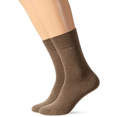 Obrázek Camano Unisex balení 2 jednobarevných bavlněných ponožek se zesílenou patou a špičkou dámské &amp; pánské punčochy, Hnědá (Caramel Mel. 0039)