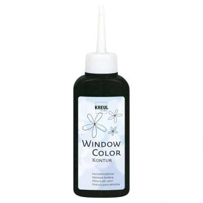 Obrázek KREUL 42774 Window Color konturovací barva, černá 80 ml, pro lepší vymezení motivů, hladké povrchy jako sklo, zrcadlo a dlaždice