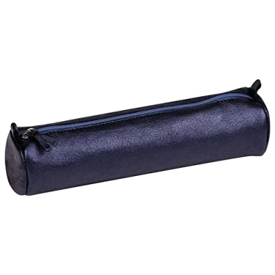 Obrázek Clairefontaine 8694C penál (s perleťovým efektem kulatý, 5,5 x 22 cm, praktický a robustní, z kůže) 1 kus petrolejová modrá
