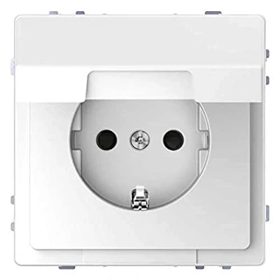 Obrázek Schneider Electric Merten MEG2310 6035 Schuko zásuvka se sklopným víkem, ochrana proti dotyku, s ochranným kontaktem, zásuvné svorky, lotosová bílá, systémový design