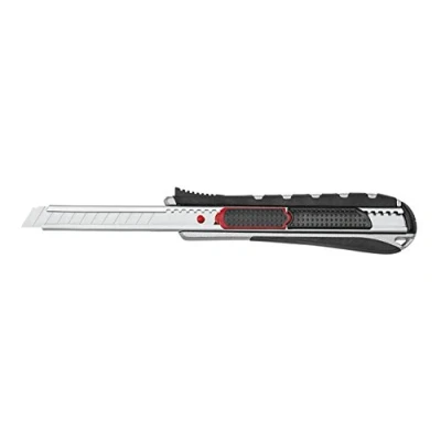 Obrázek Wedo 787009 Safety Cutter 2 v 1, 9 mm, automatické vytažení čepele, automatická mřížka, integrovaná pomůcka pro odlomení, stříbrná/černá