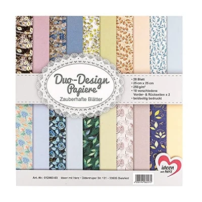 Obrázek Ideen mit Herz Papíry s designem duo blok 20 listy papíru pro kutily 25 x cm 250 g/m² oboustranně potištěný designový papír, papír motivem ideální scrapbooking, tvoření