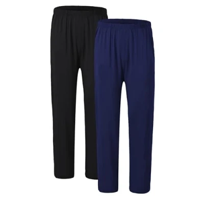 Obrázek JINSHI Pánské pyžamové kalhoty dlouhé Modal Noční prádlo Loungewear, černá + námořnická modř