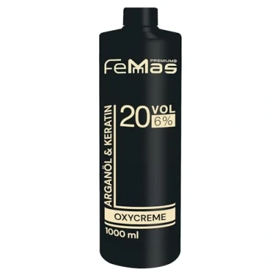 Obrázek FemMas Oxycreme v 6 % 1000 ml I Oxidační prostředek na barvení a tónování vlasů Snadné použití &amp; optimální přilnavost vývojář pro rovnoměrné výsledky kvalitě salonu Hair Color Developer