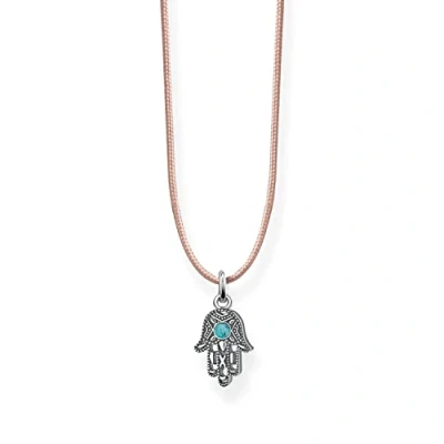 Obrázek Thomas Sabo Dámský řetízek Ethno Fatimas Hand Little Secret 925 sterlingové stříbro LSKE008 905 17 L80v, látka, Tyrkys