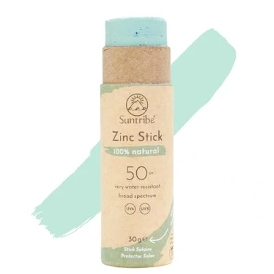 Obrázek Suntribe minerální bio sluneční tyčinka se zinkem LSF 50/30 g 100% přírodní, odolná proti úrazu, UV filtr velmi voděodolná, Zero Waste NOVINKA (mátově zelená)