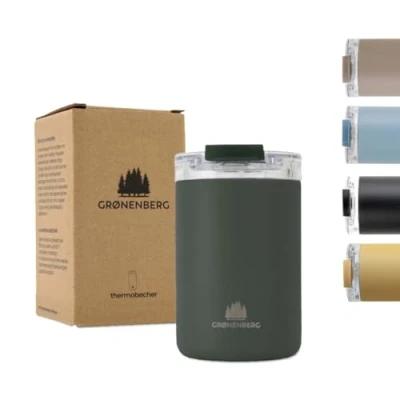 Obrázek Groenenberg Termopohárek 350 nebo 470 ml Hrnek na kávu s sebou 100% zabezpečený proti protékání udrží min. 4 hodiny teplé to go z recyklované ušlechtilé oceli (Forest, ml)