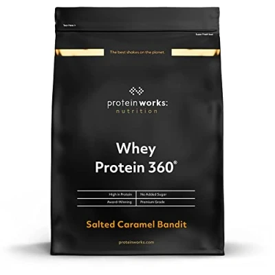 Obrázek Protein Works Whey 360 s přídavnými vitamíny syrovátkový proteinový prášek 20 servírek Salted Caramel 600 g