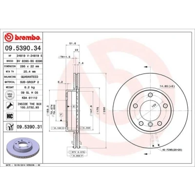 Obrázek Brembo 09.5390.31 přední brzdový kotouč s UV lakováním, počet 2