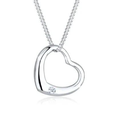 Obrázek Elli DIAMONDS řetízek dámský přívěsek ve tvaru srdce s diamantem (0,03 ct.) ze sterlingového stříbra 925, Diamant