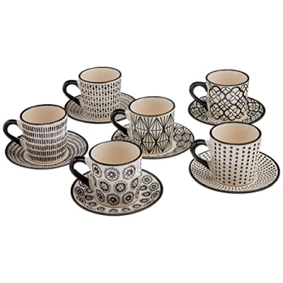 Obrázek H&amp;h set 6 tazze caff in stoneware vhera con piatto cc90