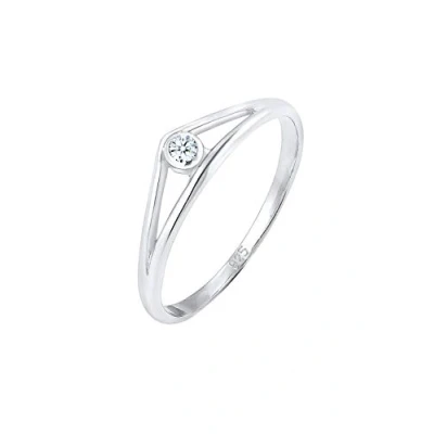 Obrázek Elli DIAMONDS prsten dámský zásnubní Geo s diamantem (0,03 ct.) ze sterlingového stříbra 925, Mincovní stříbro, Diamant