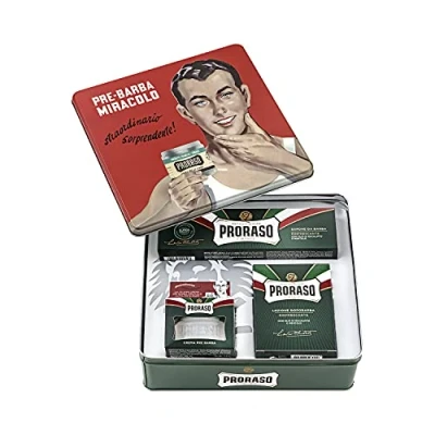 Obrázek Proraso Vintage Selection, Green Refresh (3er Pack), hochwertiges Rasier Set mit Pre Shaving Cream, Rasiercreme und After Shave Balsam, Made in Italy