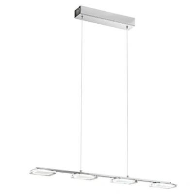Obrázek EGLO LED závěsné svítidlo Cartama, závěsná lampa se 4 žárovkami, z kovu a plastu, na jídelní stůl v chromu, čirá, saténová, do obývacího pokoje, čtvercová