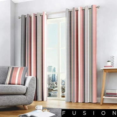 Obrázek Fusion Whitworth Stripe závěsy s očky, pruhované, 100% bavlna, 168 x 229 cm, 1 pár závěsů, růžová