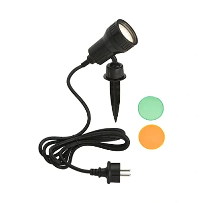 Obrázek BRILONER Svítidla venkovní svítidlo, osvětlení plavby, LED GU10 3 W 250 lm, vč. barevného filtru oranžový, zelený, kolík do země a držák na stěnu, výkyvná otočná, přívodu konektoru 2,0 m,