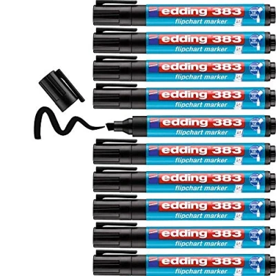 Obrázek edding 383 značkovačů Flipchart Marker černý 10 tužek klínový hrot 1 5 mm tužka pro psaní, kreslení a značení na flipcharts inkoust neprorazí papírem nesuší intenzivní barva