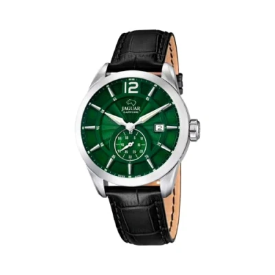 Obrázek Jaguar Watches pánské náramkové hodinky XL analogové quartzové kůže J663/3, černá/zelená, Náramek