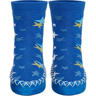 Obrázek Playshoes Unisex dětské boty na chatu, domácí obuv, modré hvězdy.