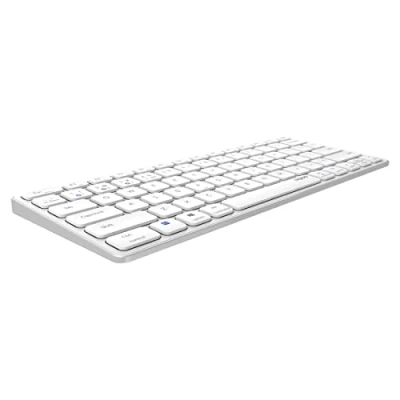 Obrázek Rapoo Bezdrátová klávesnice E9600M, plochý, hliníkový design, ekologická dobíjecí baterie, rozložení DE, QWERTZ PC a Mac bílá
