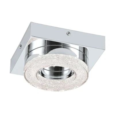 Obrázek EGLO LED stropní svítidlo Fradelo, 1 lampa do obývacího pokoje, pokoje z kovu a plastu v chromu, čirý křišťál, ložnice, teplá bílá, D x Š 14 cm