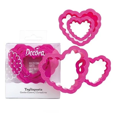 Obrázek DECORA 0255306 AUSSTECHER Set Herz GEWELLT, 4 TLG 5,5 7 8 H 2,2 cm