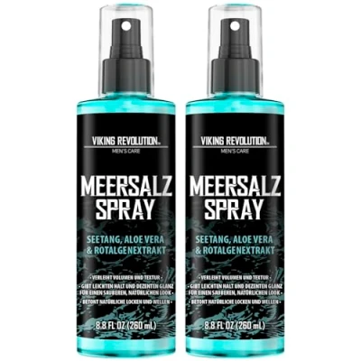 Obrázek Viking Revolution Sea Salt Spray Hair Men sprej na mořskou sůl pro muže slaný s kalpem, aloe vera a extrakt z červených řas vlasový větší objem 2 x 260 ml